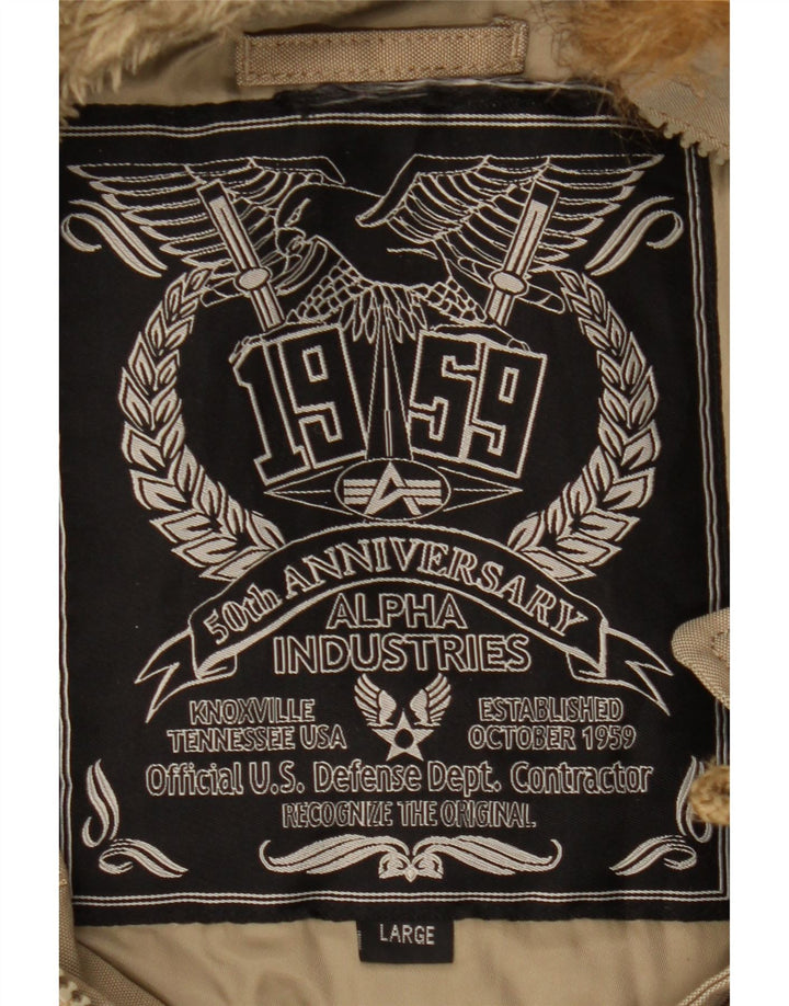 Giacca parka con cappuccio da uomo Alpha Industries UK 40 Large Beige Poliestere