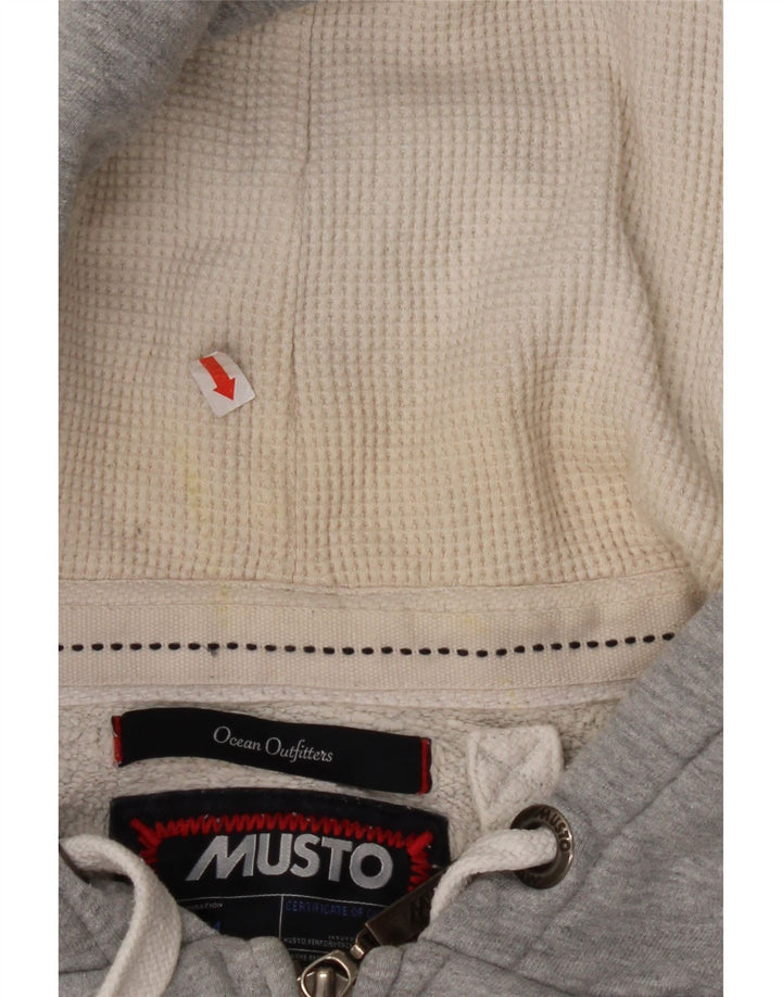Maglione con cappuccio e zip grafica da uomo MUSTO 2XL cotone grigio