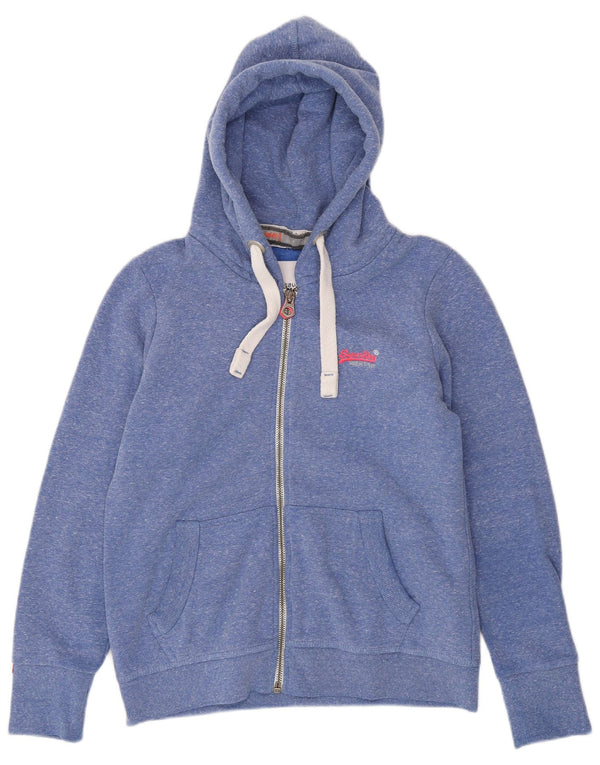 Felpa con cappuccio e zip da donna Superdry UK 18 XL Poliestere chiazzato blu