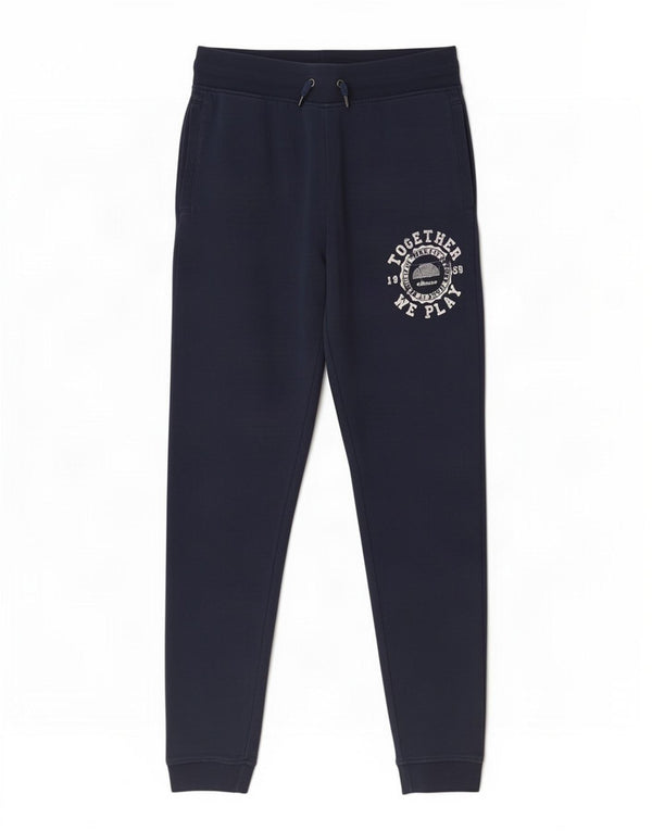 Pantaloni da tuta da uomo con grafica Ellesse, pantaloni da jogging, grandi, in cotone blu navy