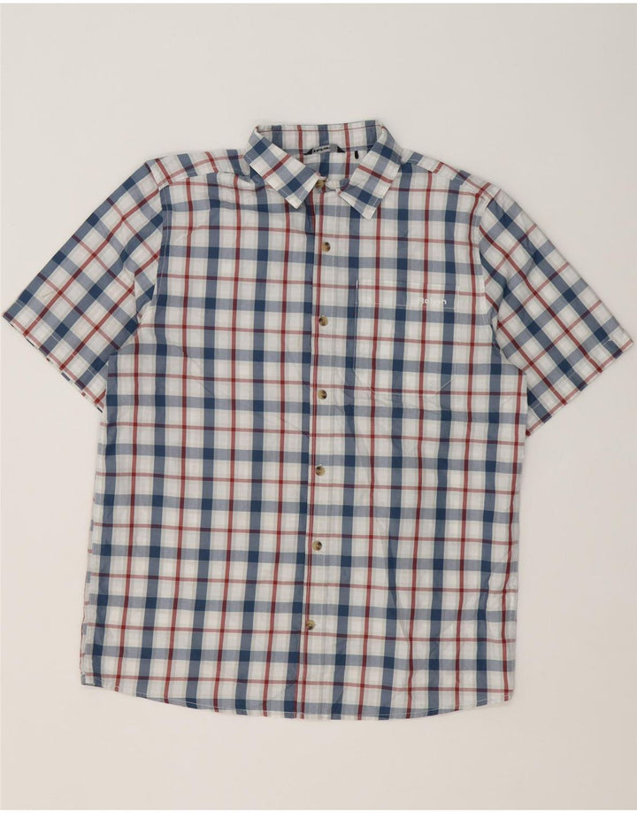 Camicia a maniche corte da uomo Rohan in poliestere a quadri blu piccolo