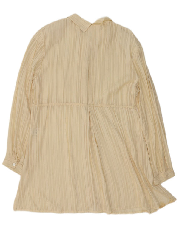 Abito camicia oversize da donna vintage UK 14 Seta a righe gialle medie