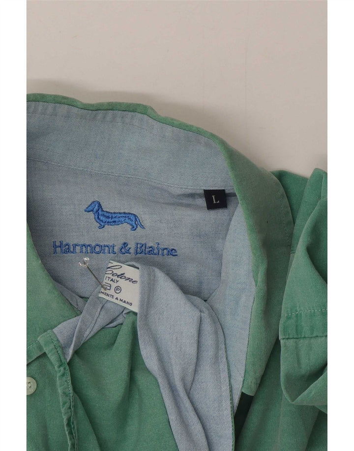 Camicia da uomo Harmont & Blaine grande in cotone verde