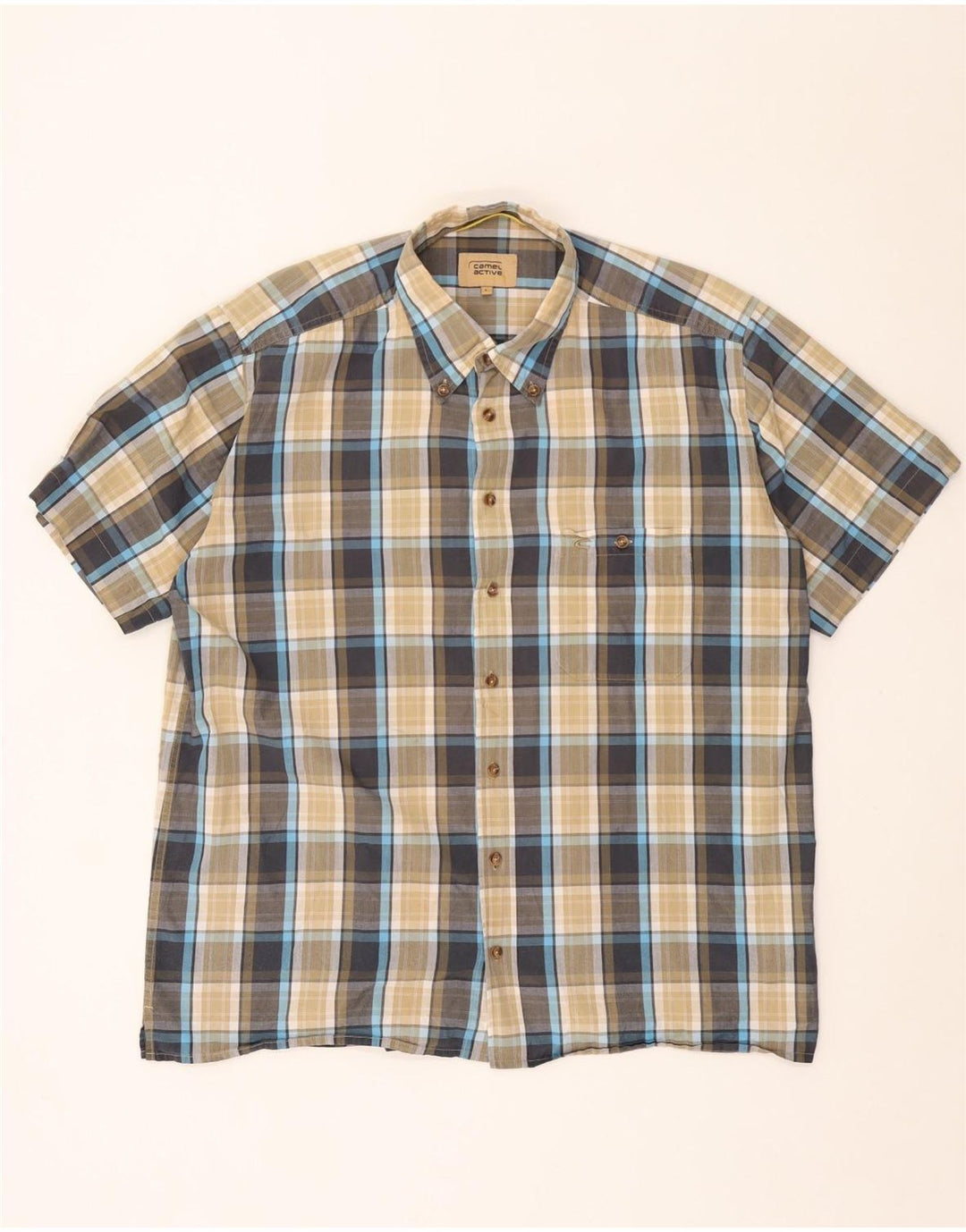 CAMEL ACTIVE Camicia a maniche corte da uomo in cotone a quadri multicolori grandi
