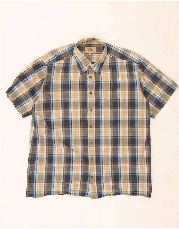CAMEL ACTIVE Camicia a maniche corte da uomo in cotone a quadri multicolori grandi