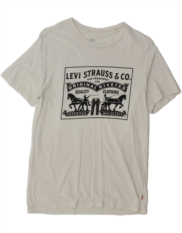 LEVI'S Mens Standard Graphic T-Shirt Top Small White Vintage Levi's and Second-Hand Levi's from Messina Hembry 