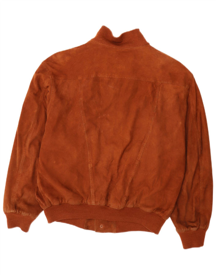 Giubbotto bomber in pelle scamosciata da uomo Pelle Moda IT 48 Marrone medio