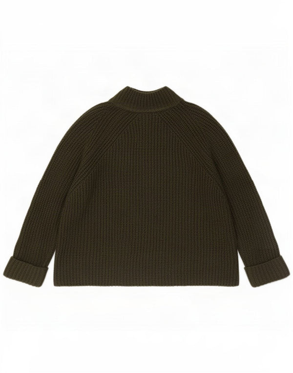 Maglione da donna con collo alto e maniche a 3/4 corto Topshop UK 10 piccolo kaki