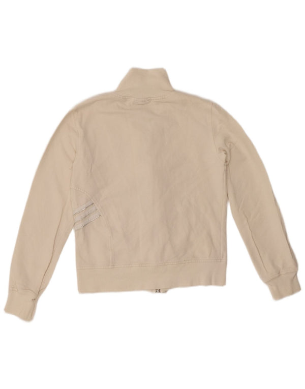 Giacca da ginnastica corta da donna ADIDAS UK 10 piccola in cotone bianco