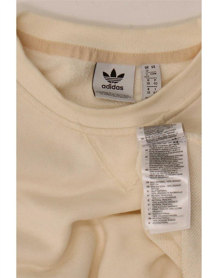 Adidas Felpa oversize con grafica da donna UK 12 Medium Bianco sporco