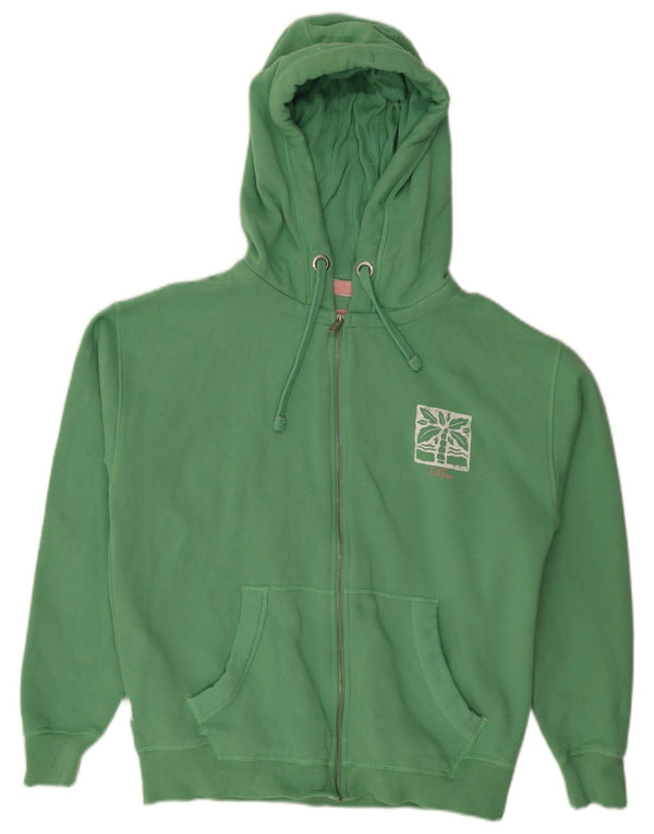 Maglione con cappuccio e zip grafica da donna Fat Face UK 14 Cotone verde medio