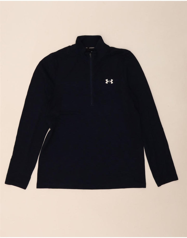 UNDER ARMOUR Top da uomo con zip e collo a maniche lunghe in poliestere blu navy medio