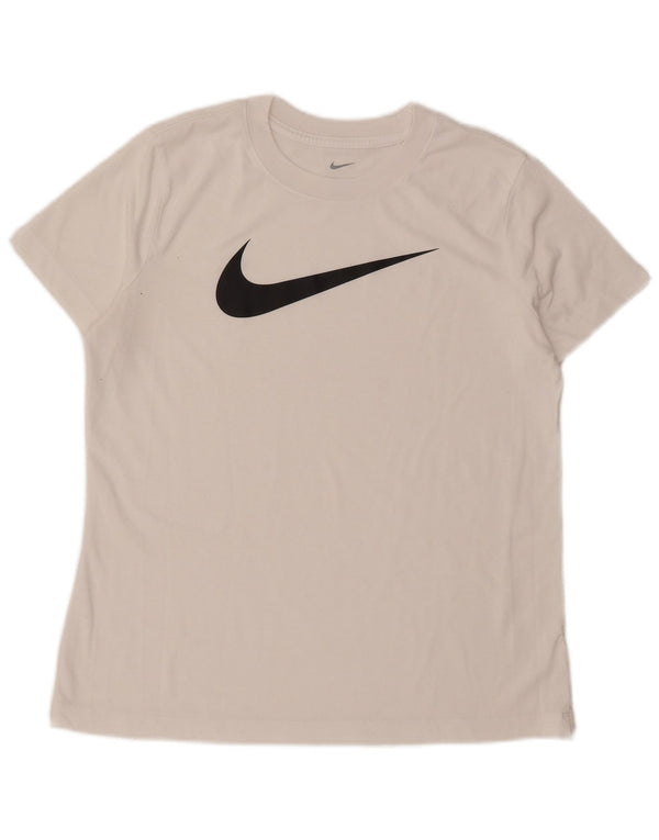 T-shirt grafica Nike Dri Fit da donna, taglia UK 16, grande, bianca