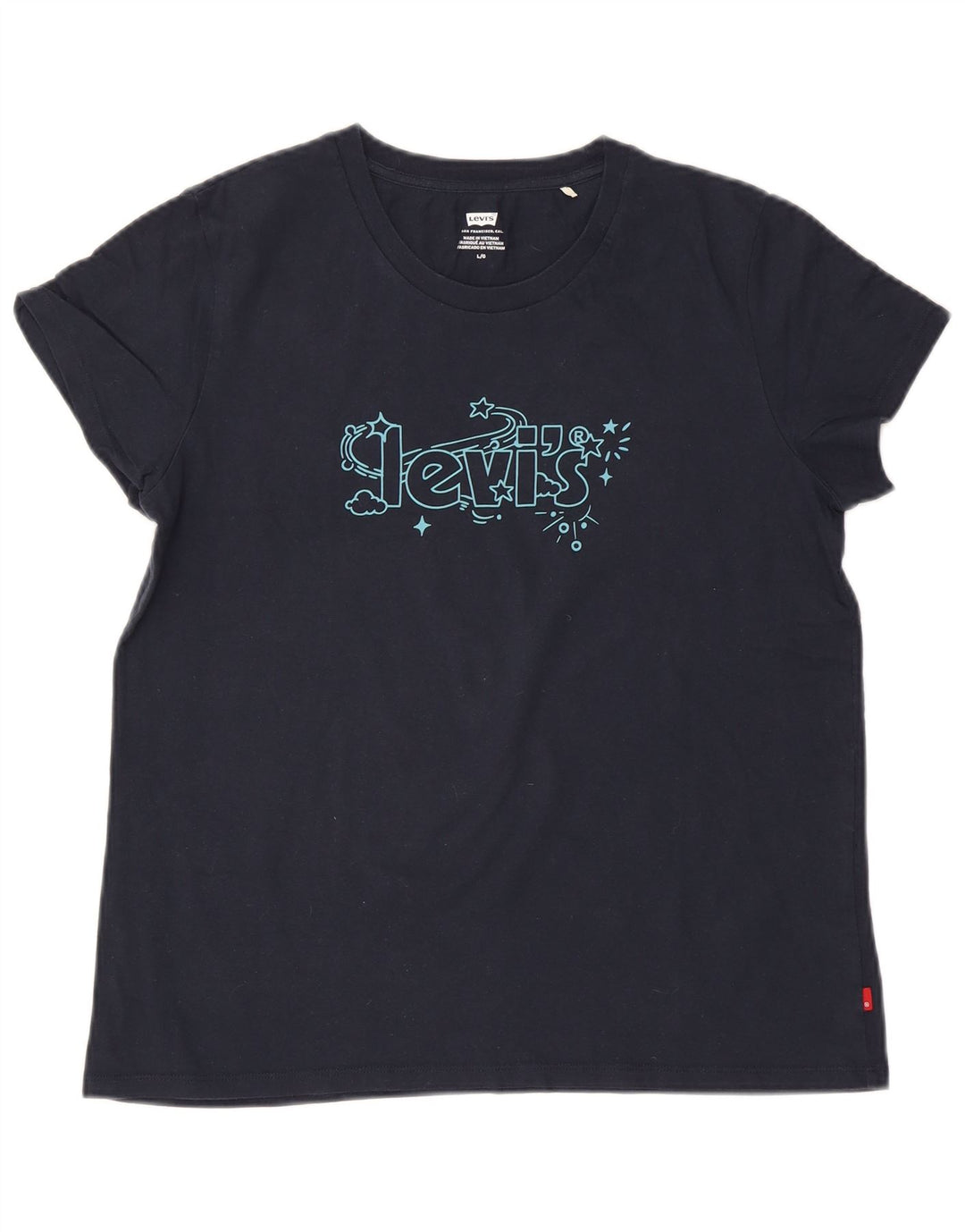 T-shirt grafica da donna Levi's Top UK 14 Large Blu Navy