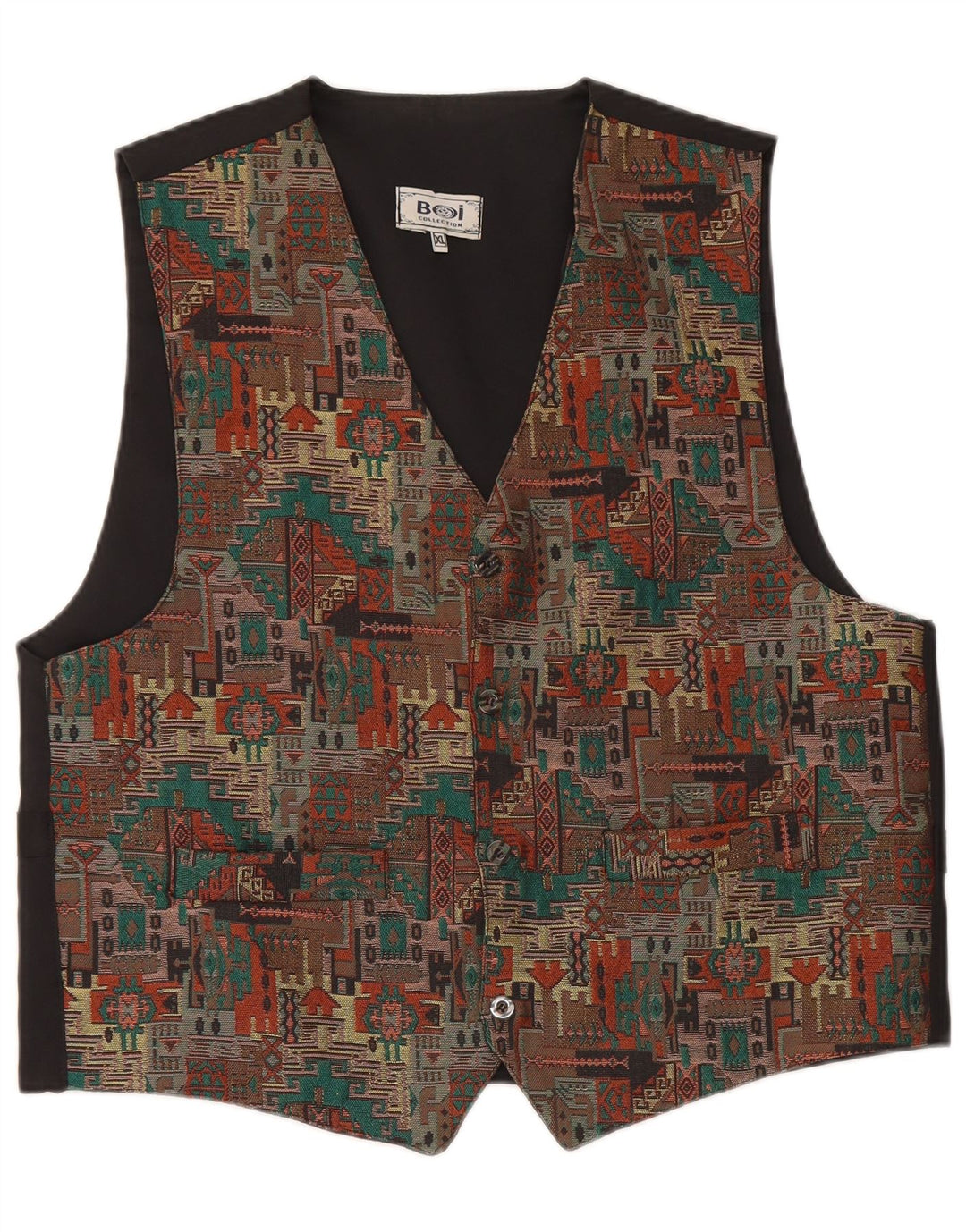 Gilet vintage da uomo XL nero geometrico