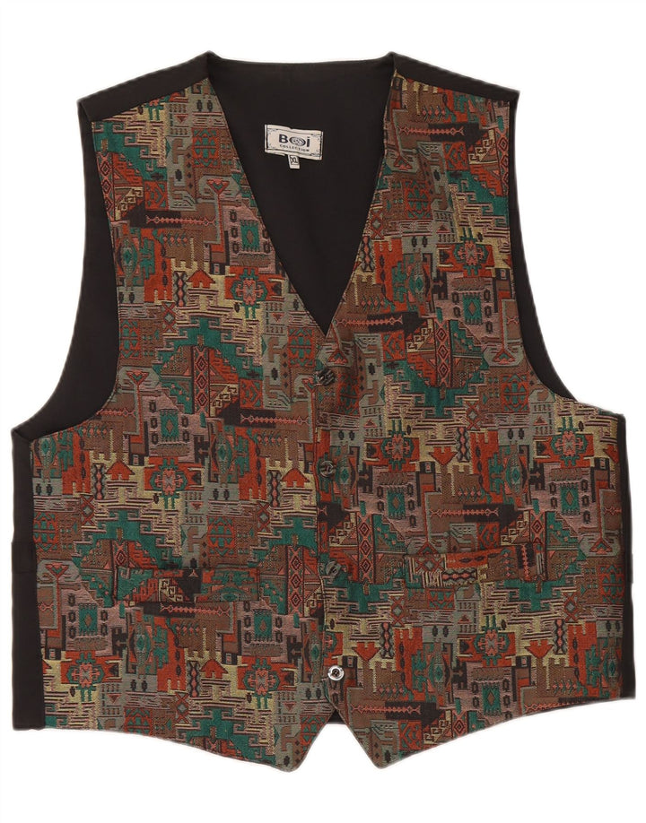 Gilet vintage da uomo XL nero geometrico