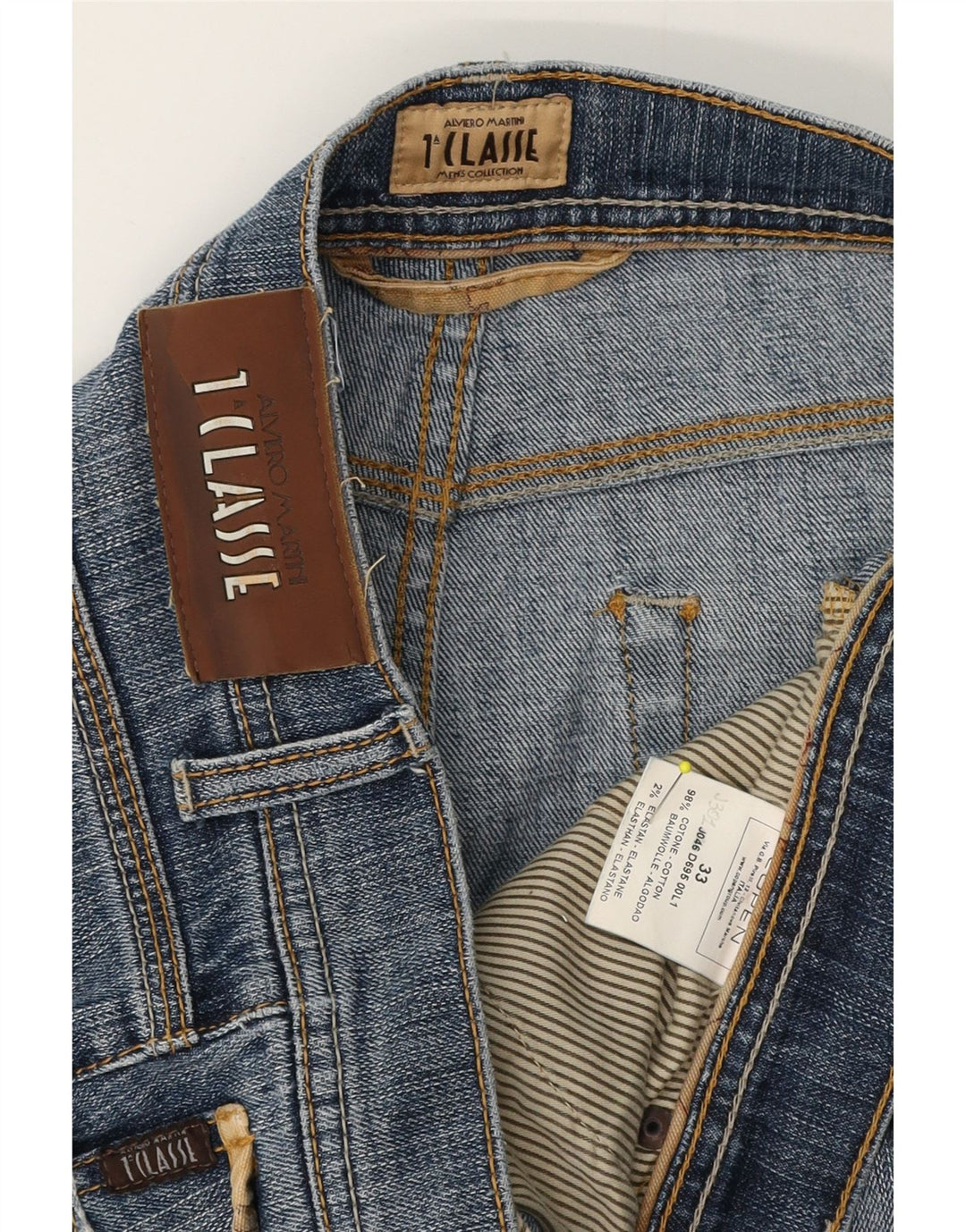 ALVIERO MARTINI Jeans dritti da uomo W33 L33 Blu Cotone
