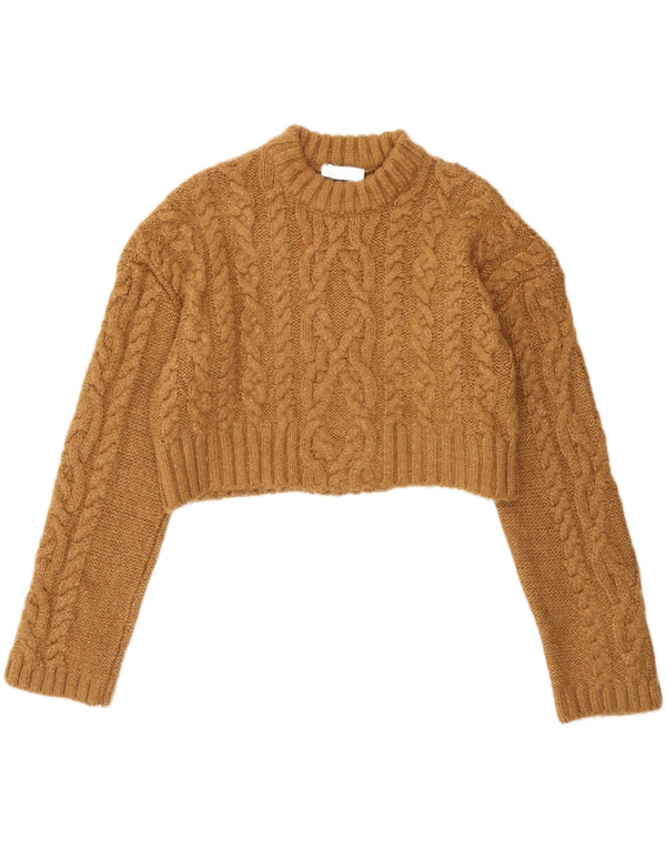 Maglione corto girocollo da donna Zara UK 14 Acrilico beige medio