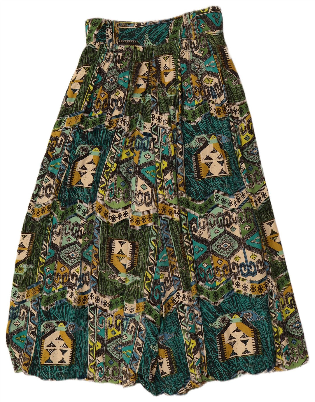 Pantaloni Harem da donna VINTAGE W28 L22 Viscosa geometrica verde