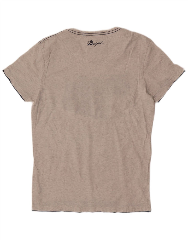 Desigual Mens Graphic T-shirt Top Large in cotone grigio