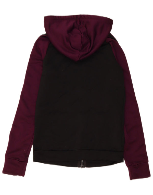Felpa con cappuccio e zip da donna Adidas UK 4/6 XS poliestere color block nero