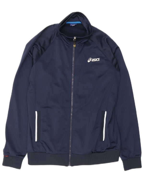 Giacca da ginnastica da uomo Asics piccola in poliestere blu navy