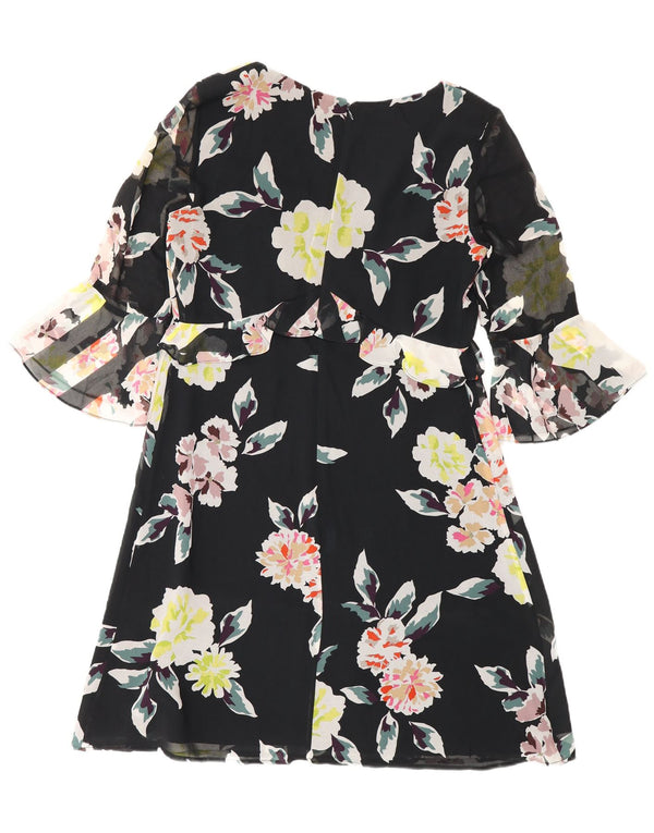 Abito impero da donna con maniche a 3/4 di French Connection UK 12 medio nero floreale
