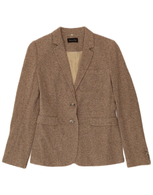 Giacca blazer da donna a 2 bottoni lavorata a maglia di Massimo Dutti EU 40 Beige medio screziato