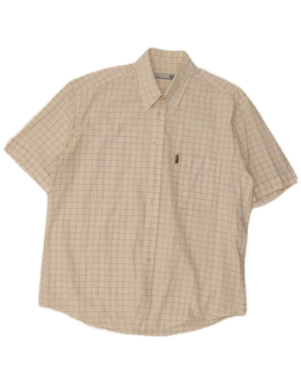 Camicia da uomo a maniche corte Sergio Tacchini XL in cotone a quadri bianchi