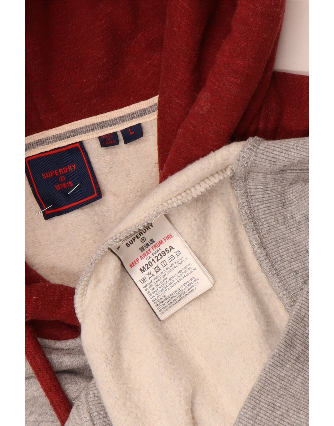 Felpa con cappuccio da uomo Superdry Large in cotone color block grigio