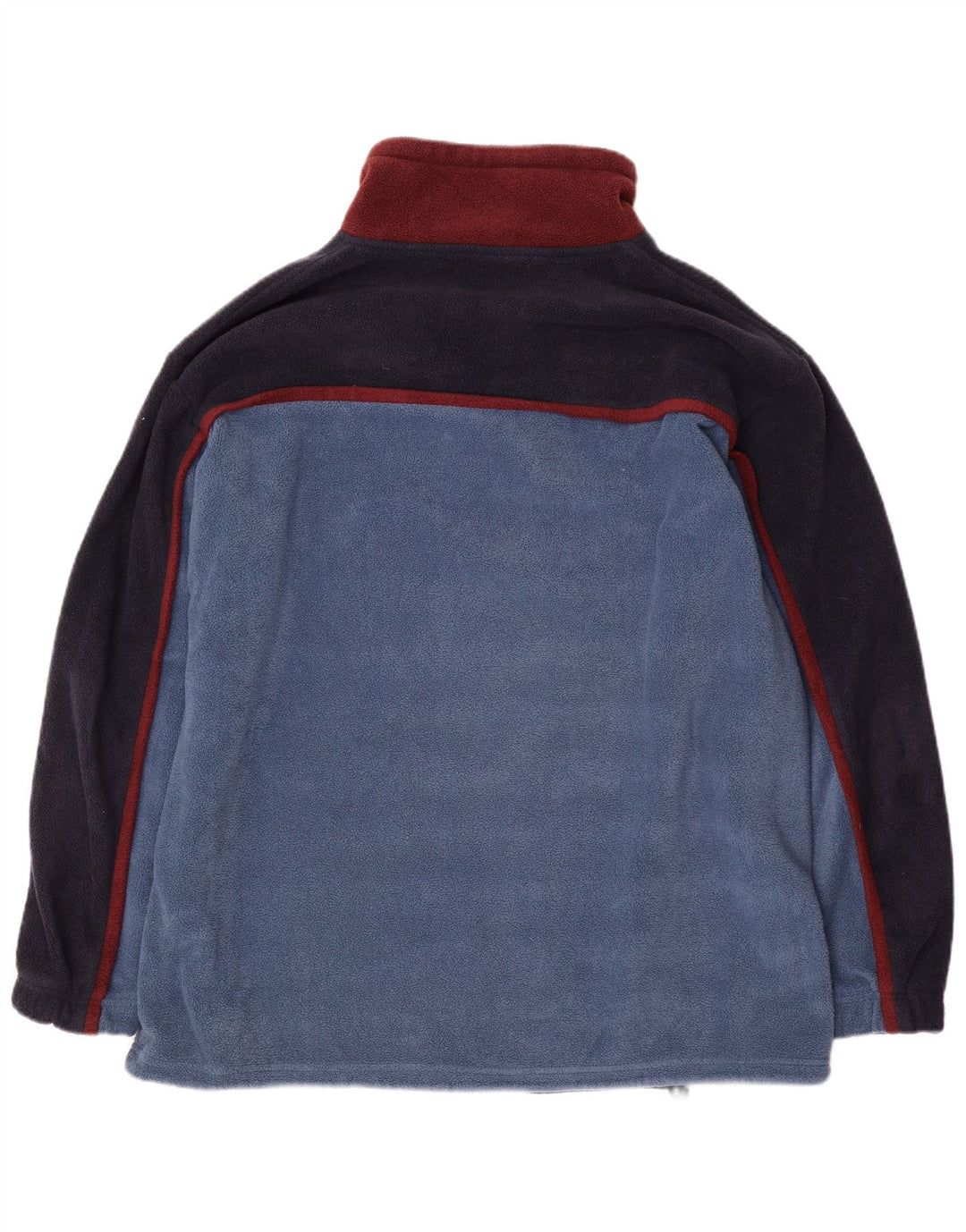 CAMARGUE Maglione in pile da uomo con zip e collo, grande, in poliestere color block blu