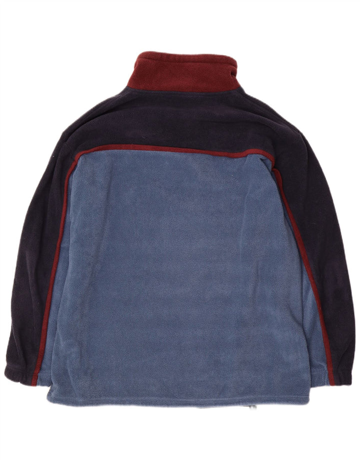 CAMARGUE Maglione in pile da uomo con zip e collo, grande, in poliestere color block blu