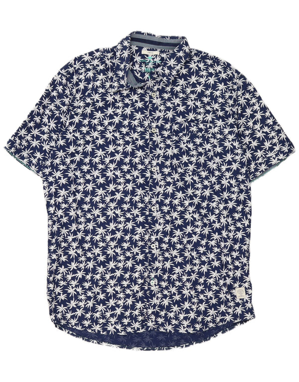 Tom Tailor Camicia da uomo a maniche corte vestibilità regolare XL Blu navy floreale hawaiano