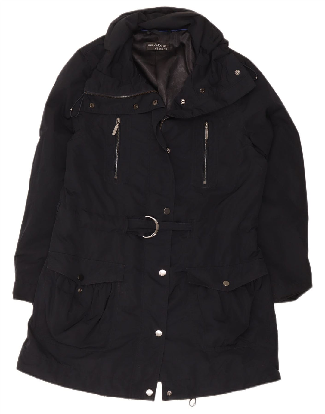 Cappotto da donna Marks & Spencer Autograph Windbreaker UK 12 medio nero