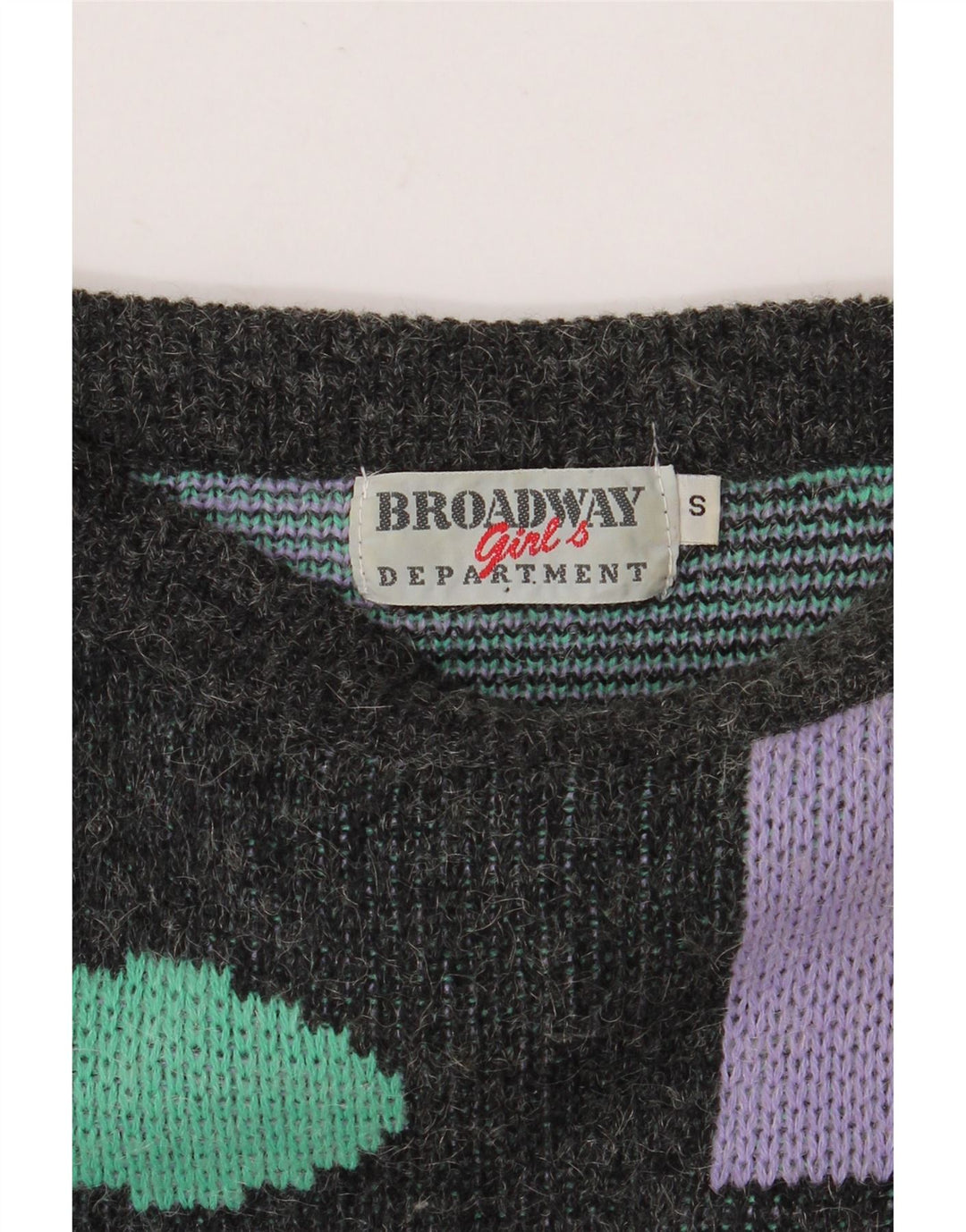 BROADWAY Maglione da donna con scollo a barchetta UK 10 Piccolo grigio geometrico