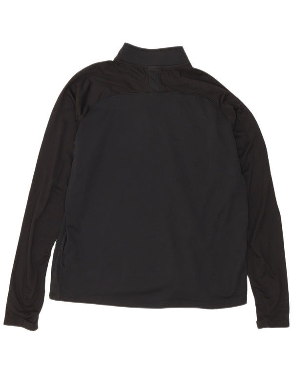 Nike - Top da uomo con vestibilità regolare, collo con zip, manica lunga, grande, poliestere nero, sportivo