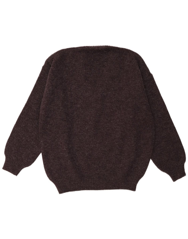 Vintage Mens V-Neck Jumper Sweater IT 52 Large Grey Geometric Acrylic