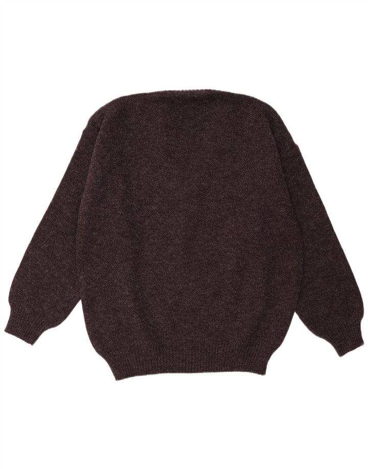 Maglione vintage da uomo con scollo a V IT 52 Grande acrilico geometrico grigio