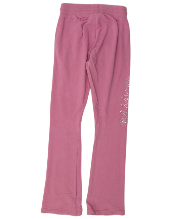 Pantaloni da tuta Adidas da donna con grafica svasata UK 8 piccoli in cotone rosa