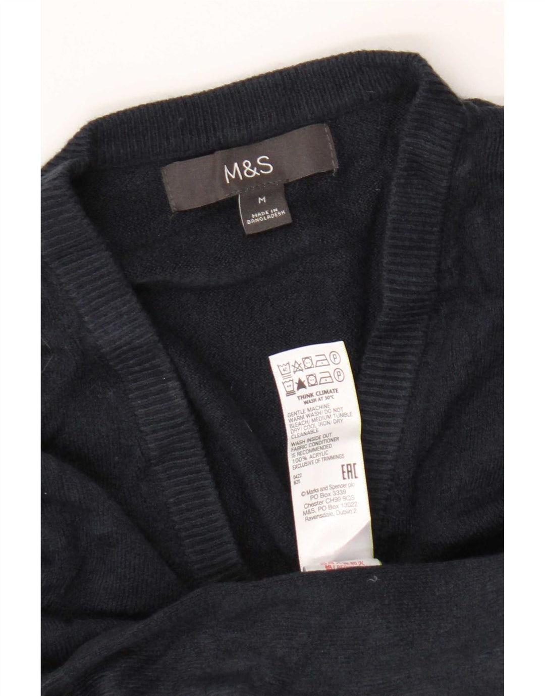 Maglione da uomo con scollo a V Marks & Spencer medio blu navy in acrilico