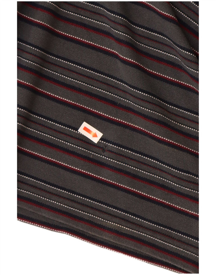 FRED PERRY Polo da uomo a maniche lunghe in cotone a righe grigio medio