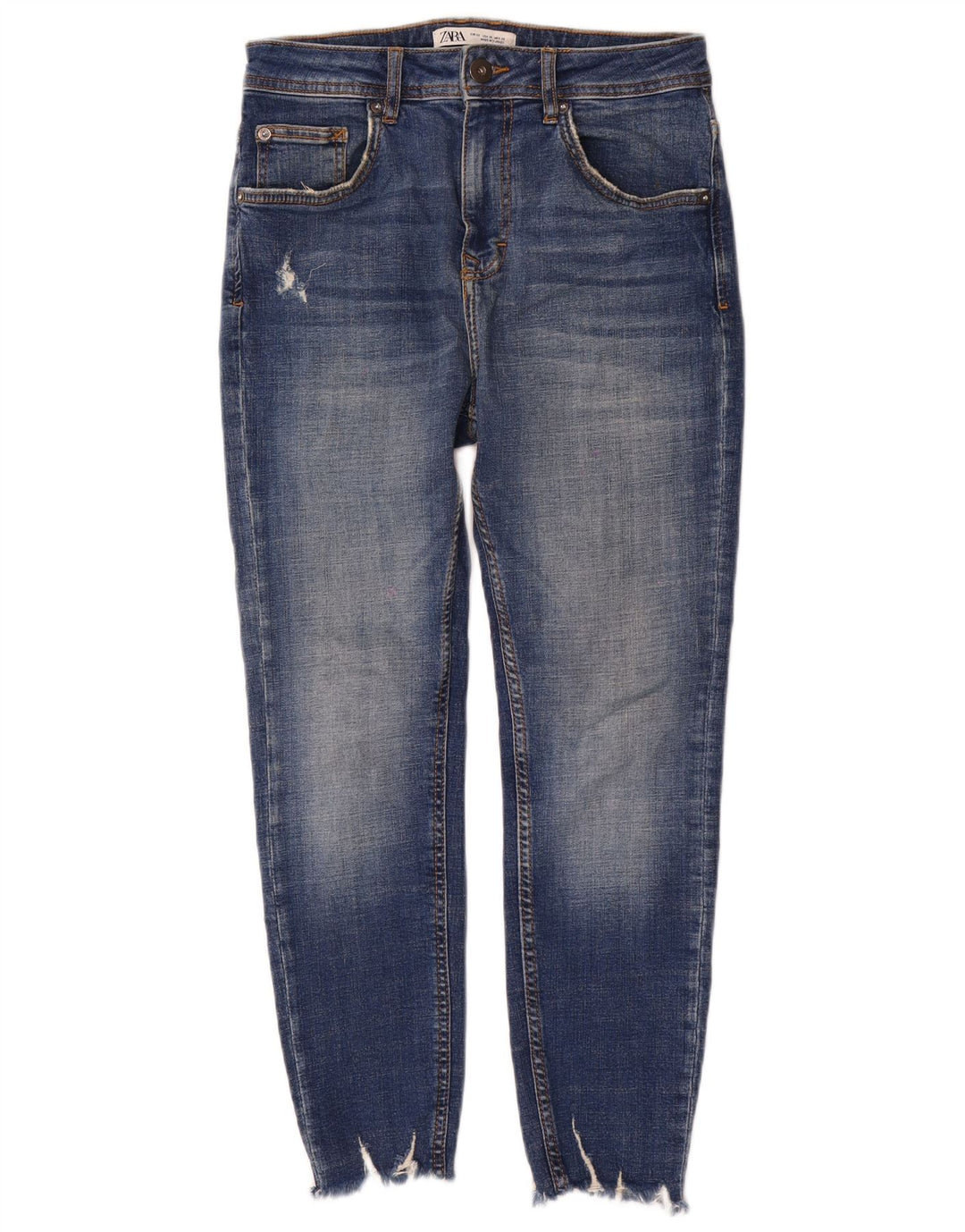 Jeans slim invecchiati da uomo Zara EU 38 Small W30 L26 cotone blu