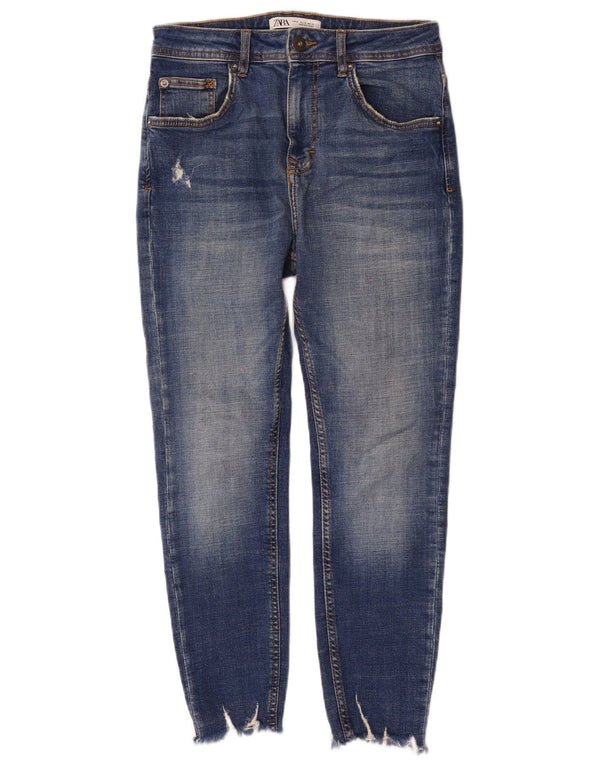 Jeans slim invecchiati da uomo Zara EU 38 Small W30 L26 cotone blu
