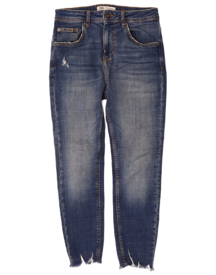 Jeans slim invecchiati da uomo Zara EU 38 Small W30 L26 cotone blu