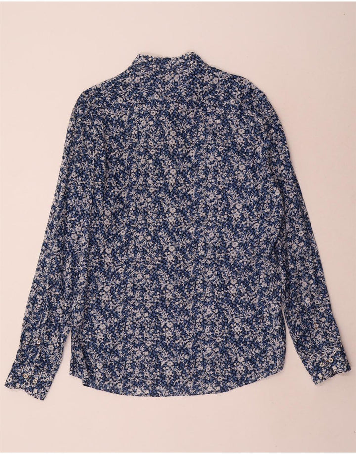 Camicia vintage da uomo XL in cotone floreale blu