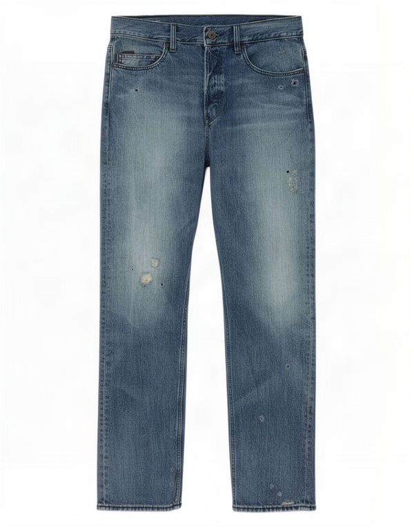 G-Star Mens Distressed Straight Jeans W32 L32 Blue Cotton