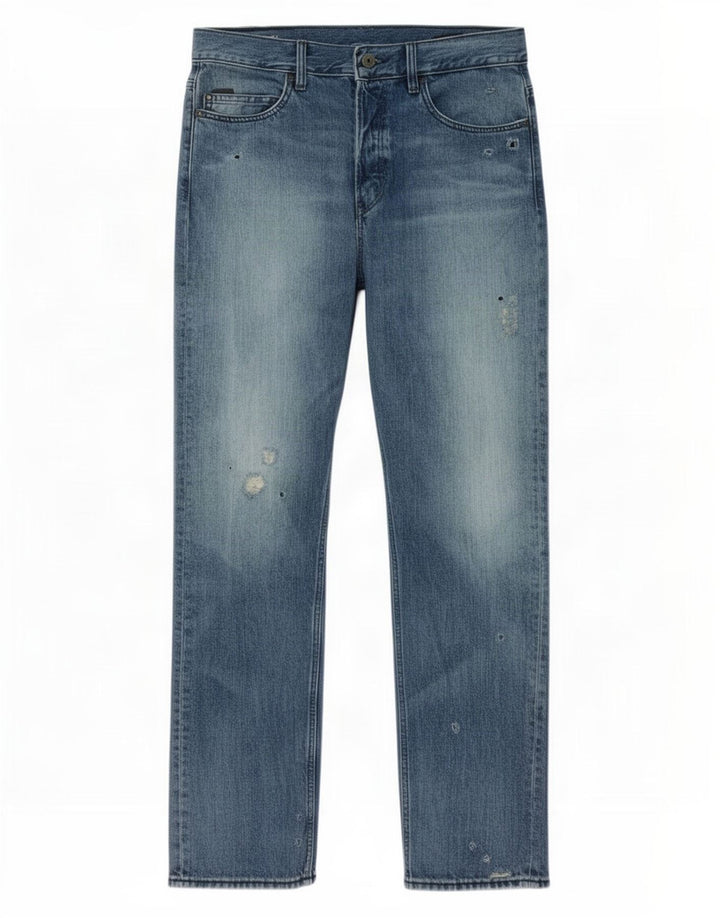 Jeans dritti invecchiati da uomo G-Star W32 L32 cotone blu