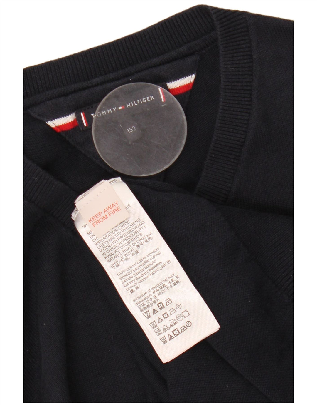 TOMMY HILFIGER Maglione maglione con scollo a V per ragazzi 11-12 anni in cotone blu navy