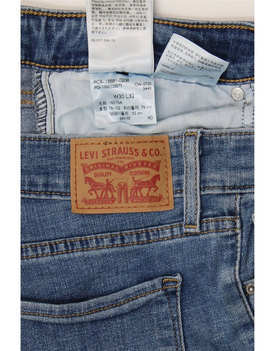 LEVI'S Womens 711 Skinny Jeans W30 L32 Blue Cotton Vintage Levi's and Second-Hand Levi's from Messina Hembry 