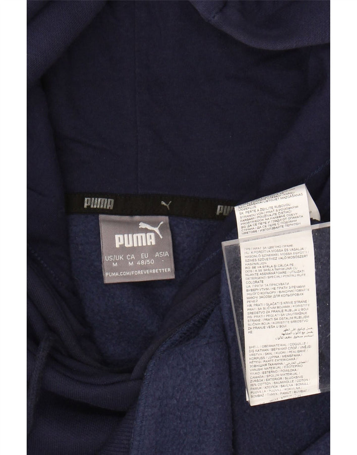 PUMA Mens Hoodie Jumper Medium Navy Blue Cotton